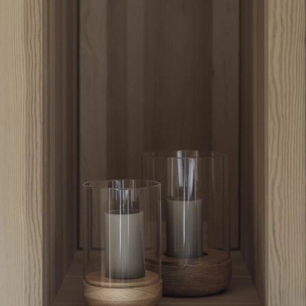 LANTO Lantern Hurricane Lamp, Medium Oak