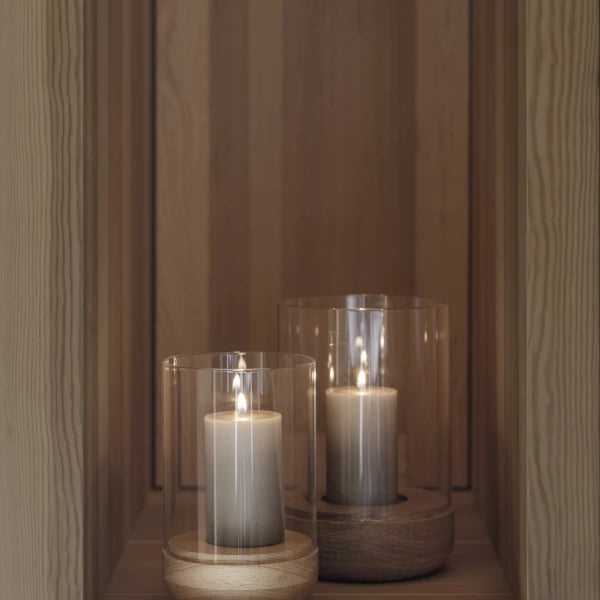 LANTO Lantern Hurricane Lamp, Medium Oak