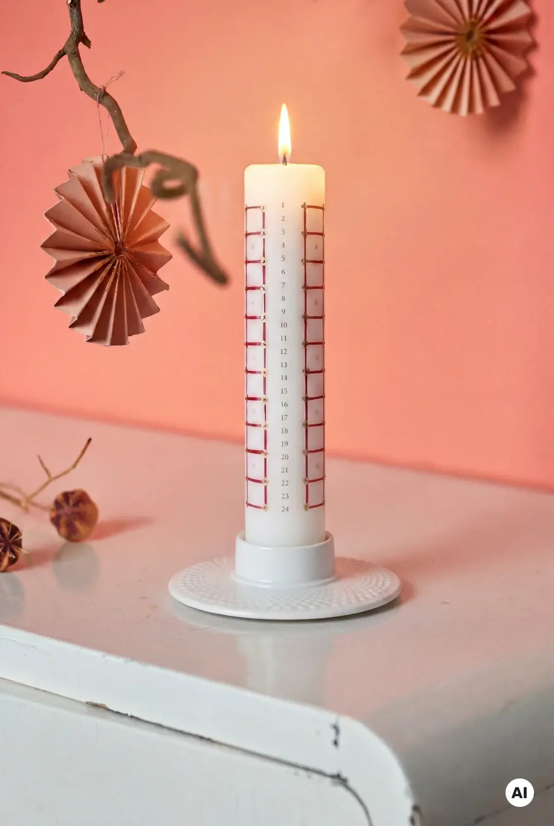 Eva Advent Candle Dia. 5 cm / 2  in red