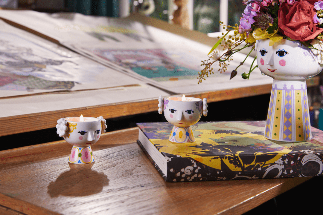 Eva Tealight Holder Dia 6.5cm / 2.6 In yellow/lavender 2 pcs.