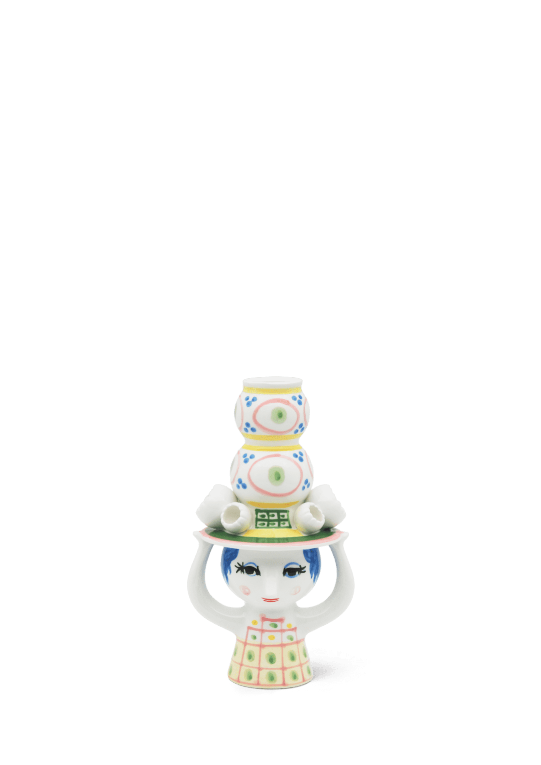 Lady With Hat Candle Holder H16cm /  6.3" Pink