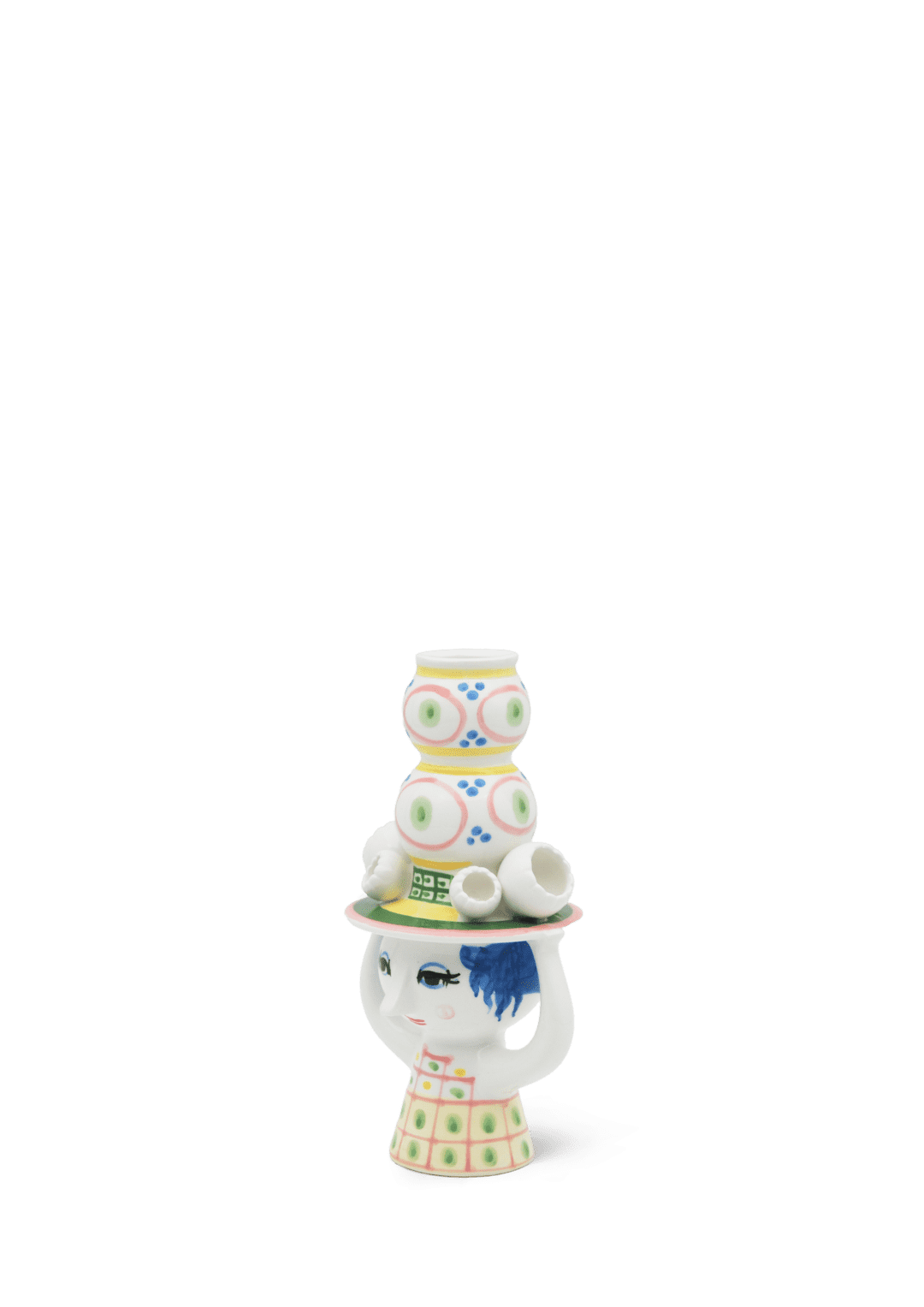 Lady With Hat Candle Holder H16cm /  6.3" Pink