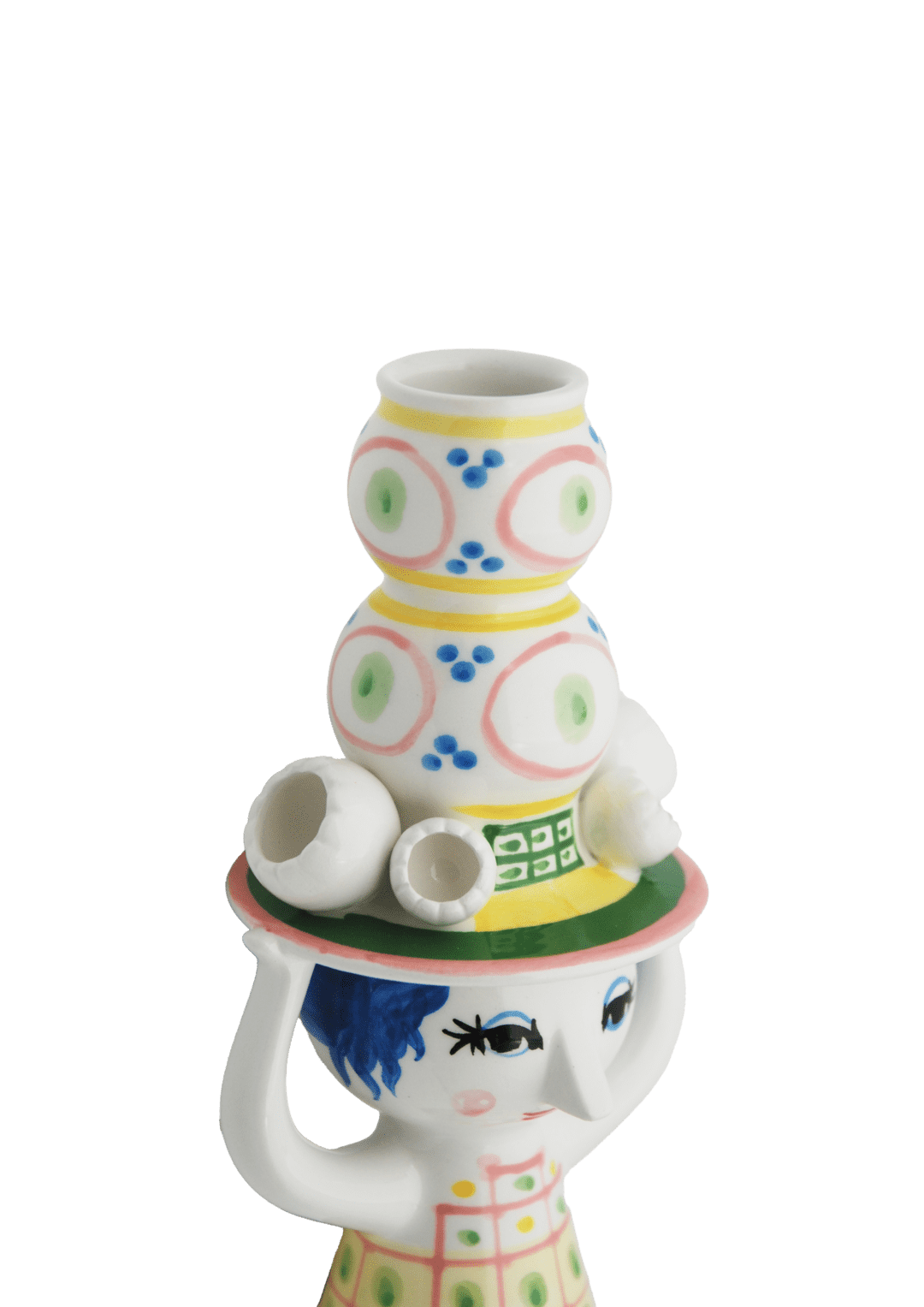 Lady With Hat Candle Holder H16cm /  6.3" Pink