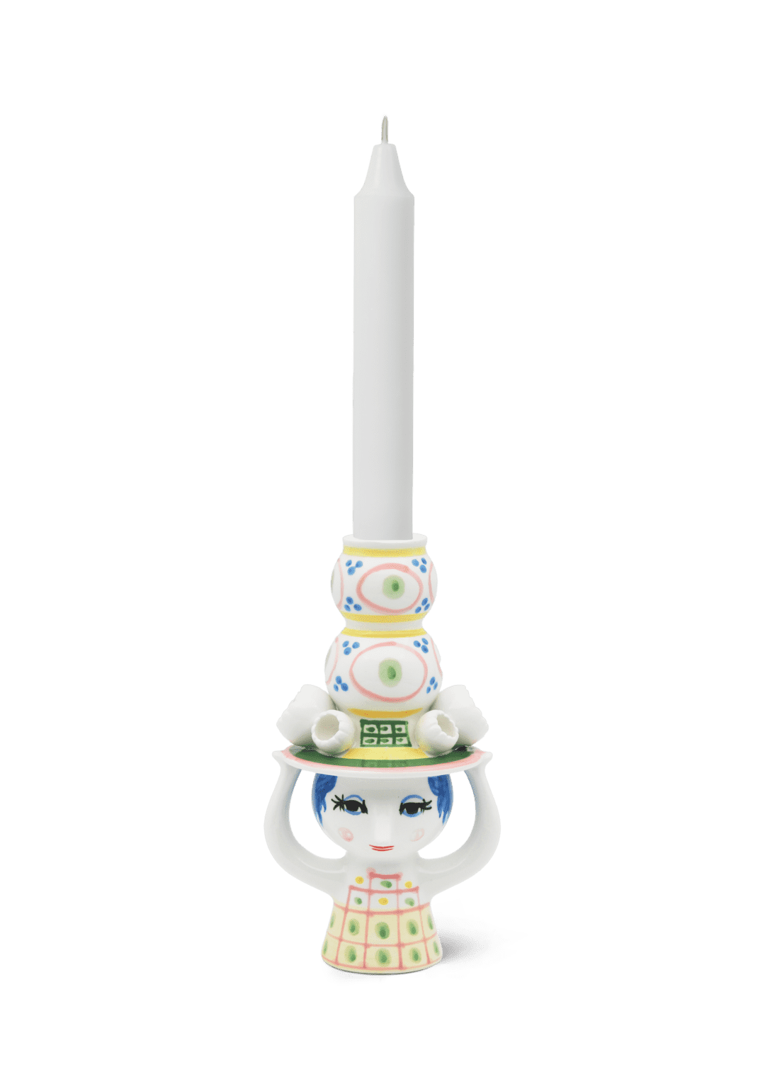 Lady With Hat Candle Holder H16cm /  6.3" Pink