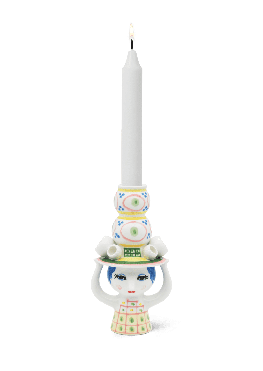 Lady With Hat Candle Holder H16cm /  6.3" Pink