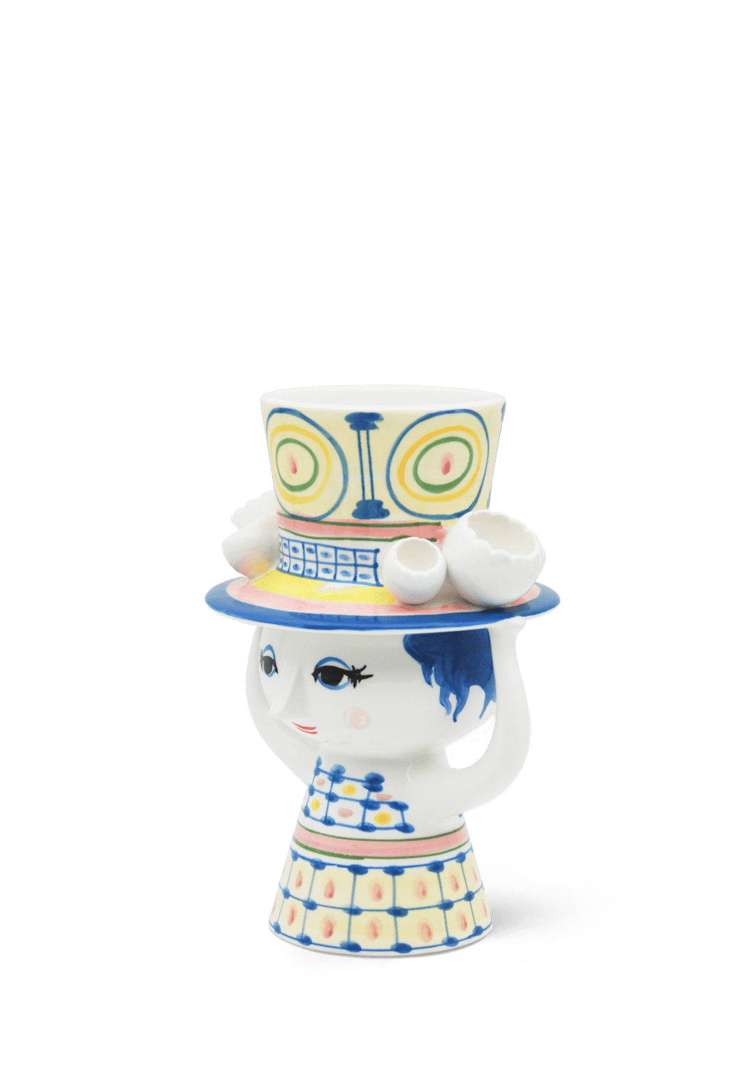 Lady With Hat Vase H20.5cm /  8.1" Blue