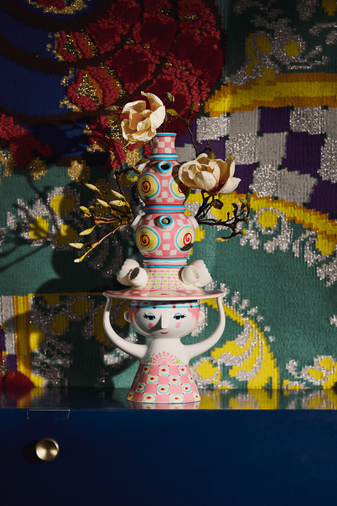 Lady with Hat Vase - H19.7" pink