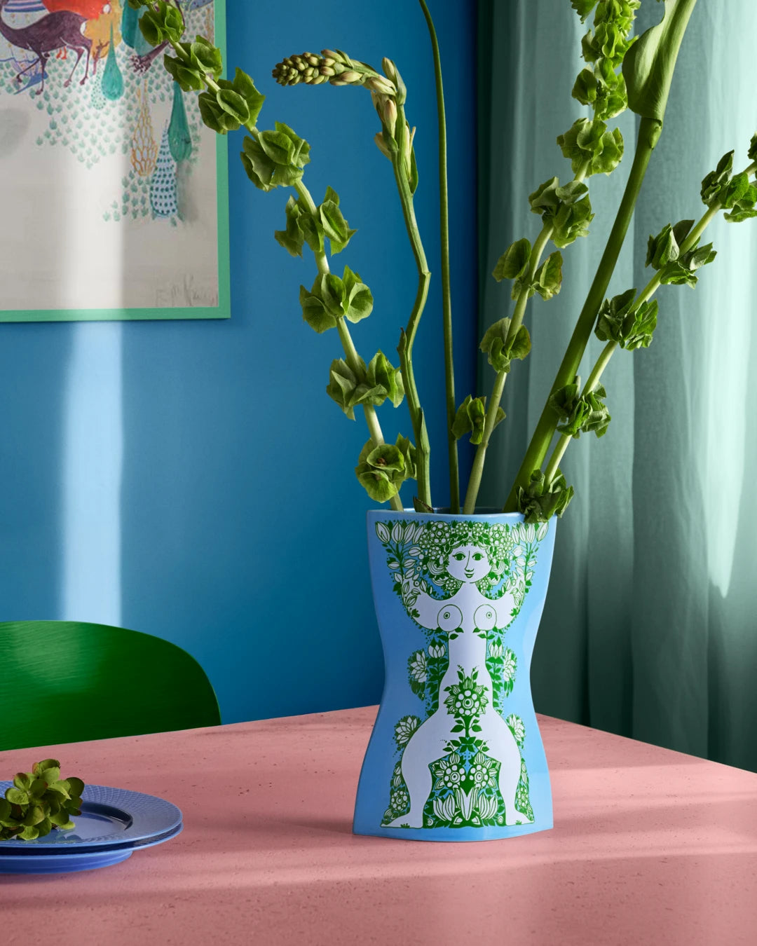 Nina Vase H28.5 cm Blue, Light Blue/ Green