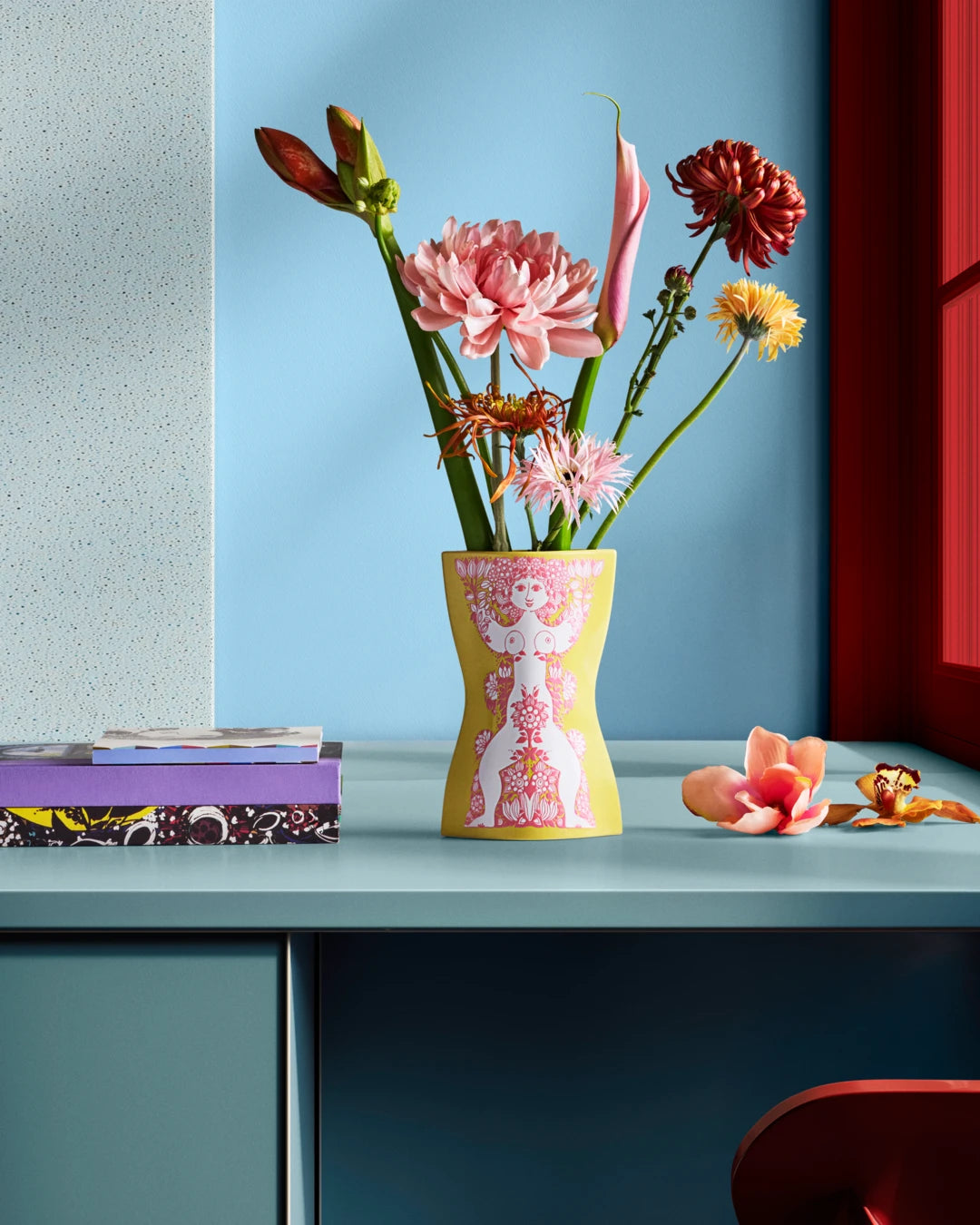 Nina Vase H22 cm Yellow Yellow/Pink