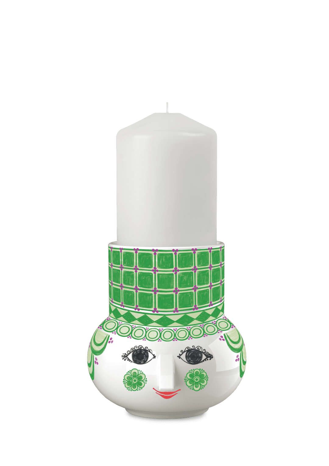 Block candle holder H12 cm  Green