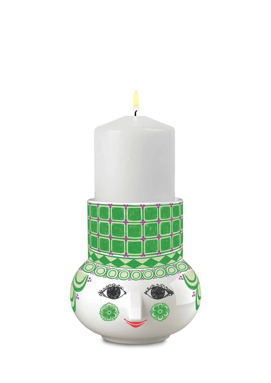 Block candle holder H12 cm  Green