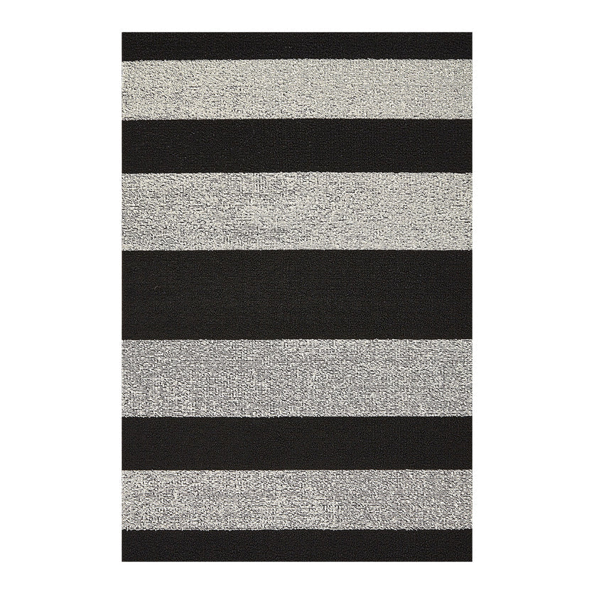 Bold Stripe Shag Mats - Black/White