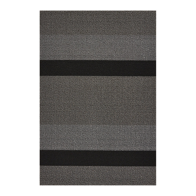 Bold Stripe Shag Mats - Silver/Black