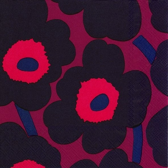 Marimekko paper napkins Cocktail size UNIKKO dark red — Studio Pazo