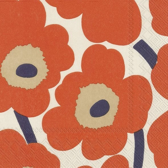 Marimekko paper napkins - Cocktail size UNIKKO cream red