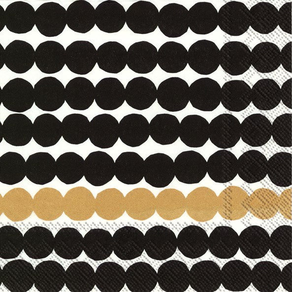 Marimekko paper napkins - Cocktail size RASYMATTO black gold