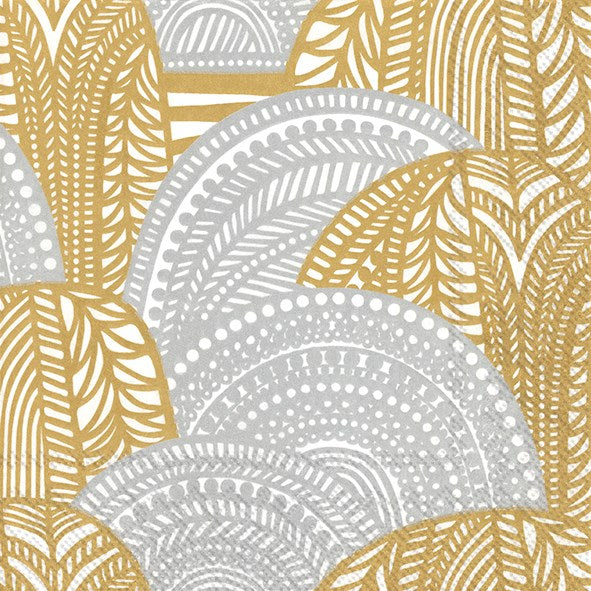 Marimekko paper napkins - Cocktail size VUORILAAKSO Gold Silver