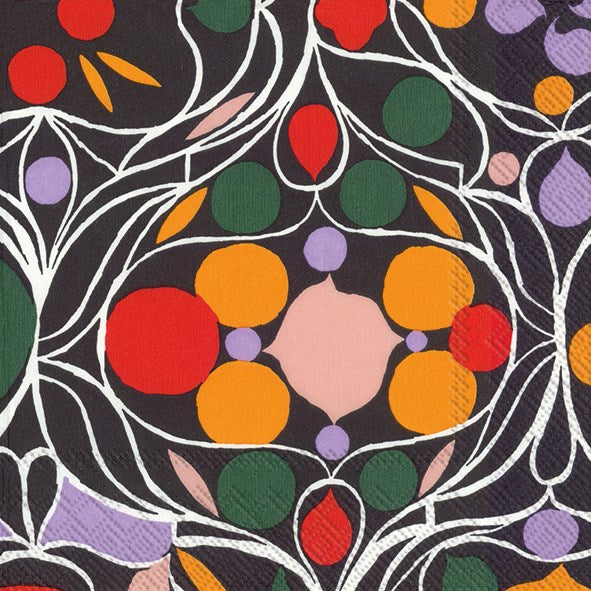 Marimekko paper napkins - Cocktail size TALVIPALSATSI black