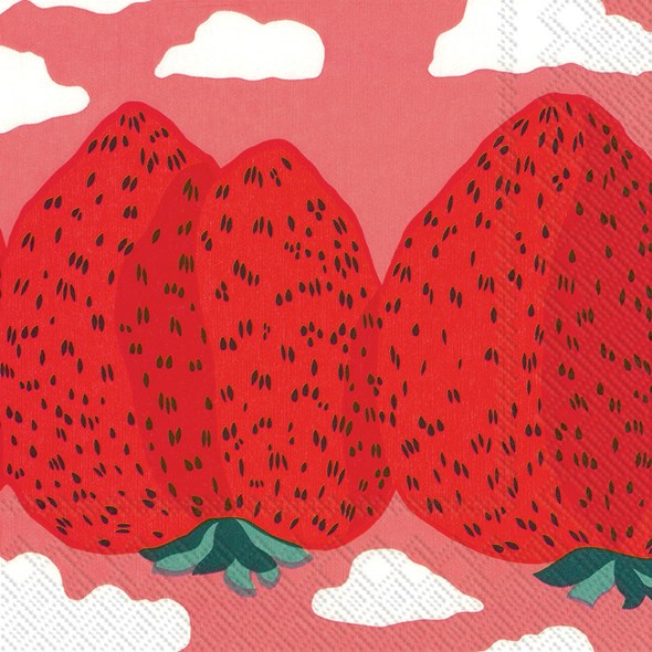 Marimekko paper napkins - Cocktail size MANSIKKAVUORET rose - SS25