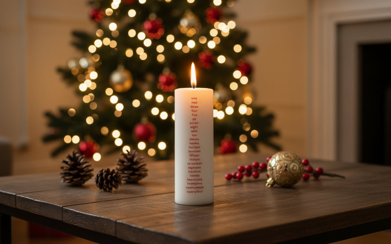 Calendar Candle Round Light Green Advent Christmas Calendar