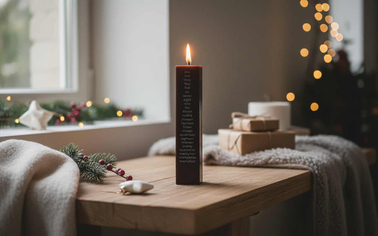 Calendar Candle Square Brown Advent Christmas Calendar