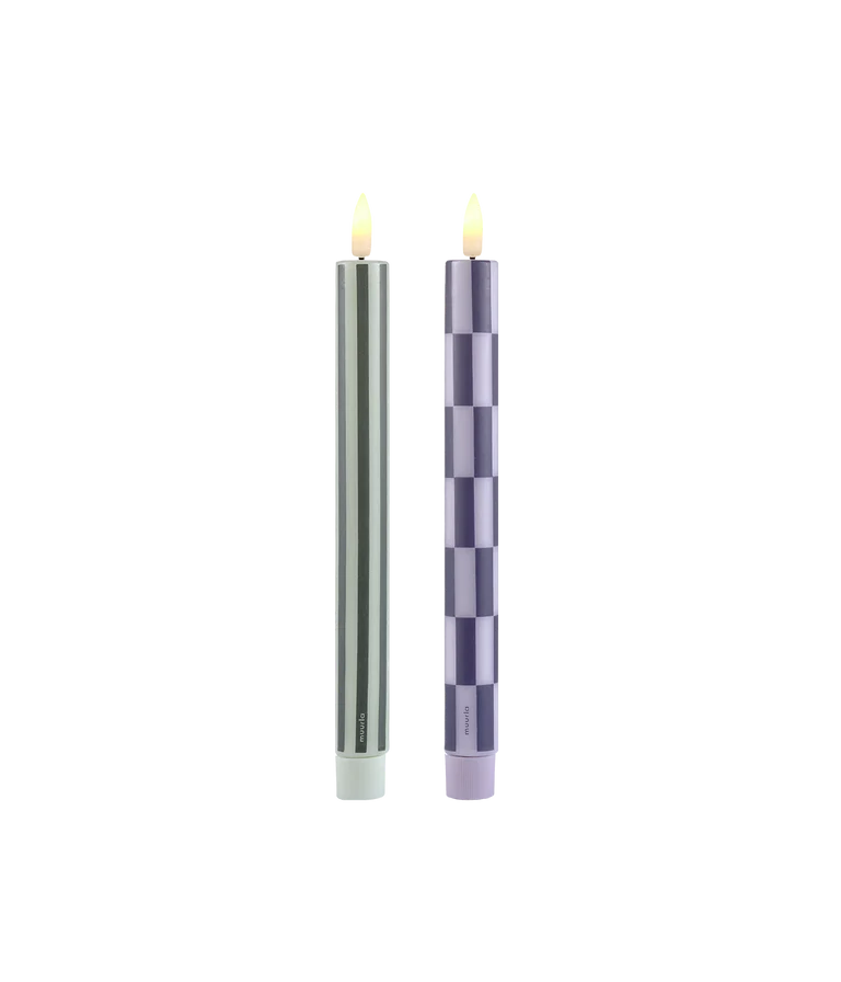Checks&Stripes LED taper candles 2pcs