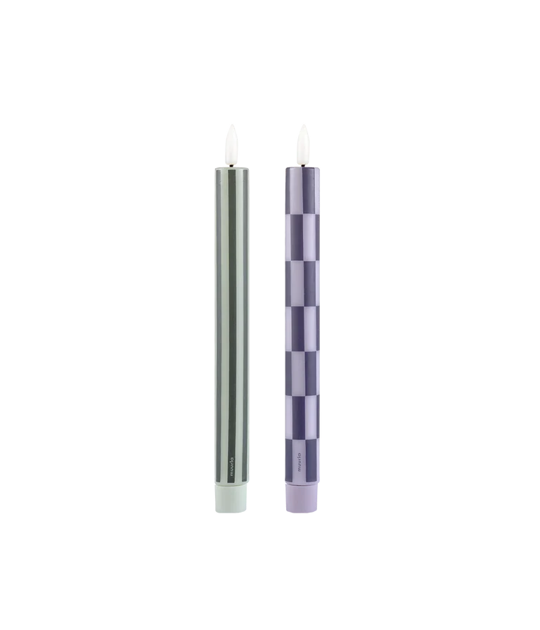 Checks&Stripes LED taper candles 2pcs