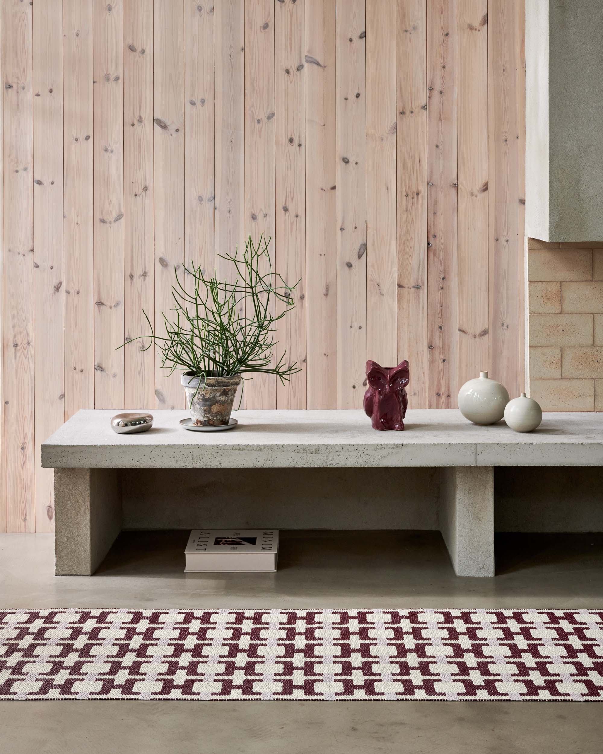 70x120 cm/2¼'x4' Tom Burgundy/ Cream / Pale Rose