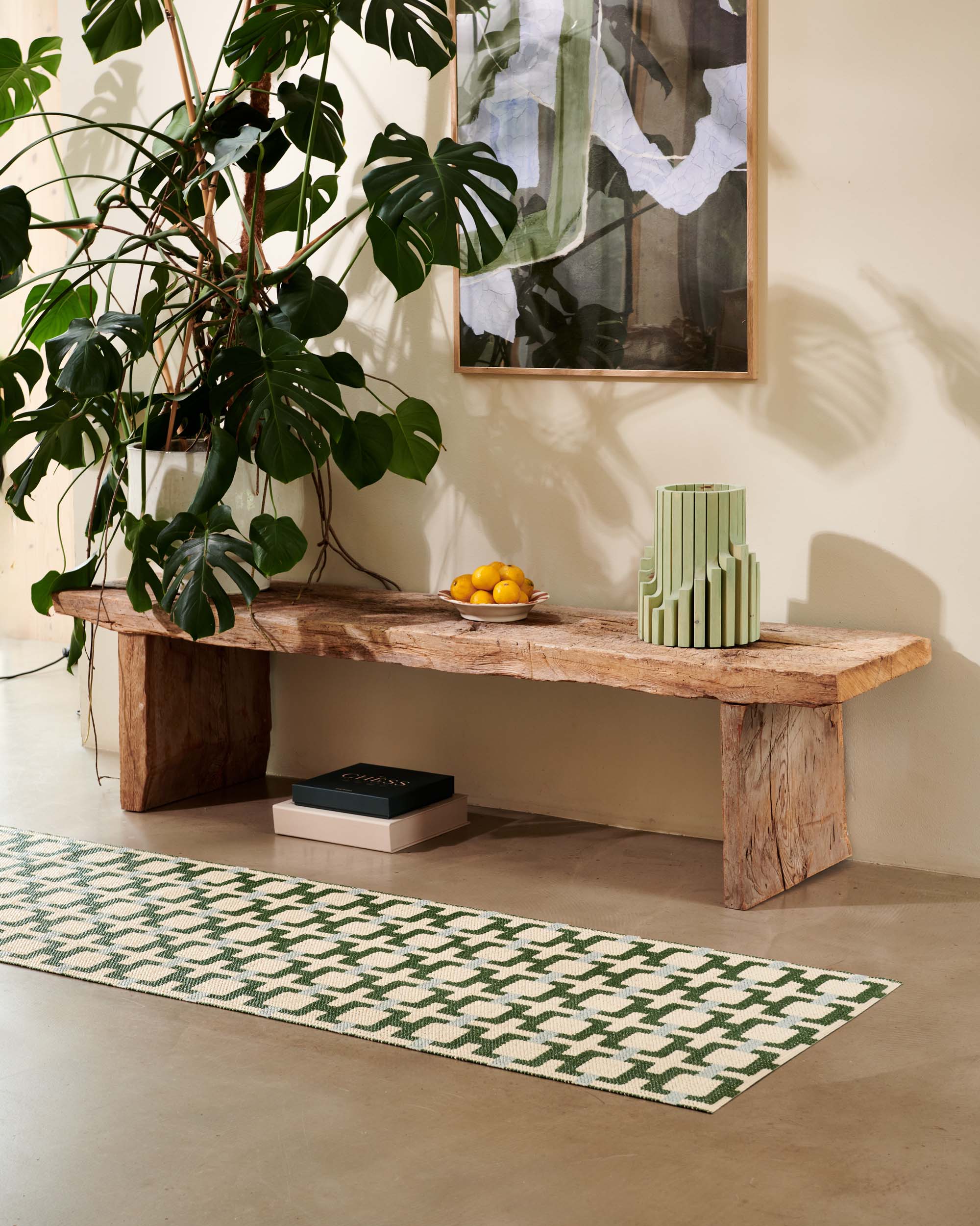 70x120 cm/2¼'x4' Leaf/Cream/sage