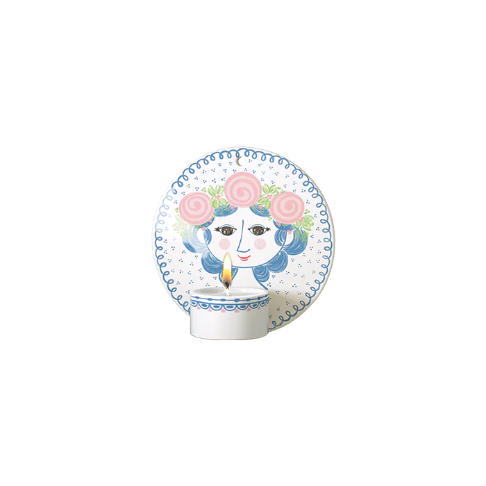 Dora Tealight Holder - Dia 5.1in blue face