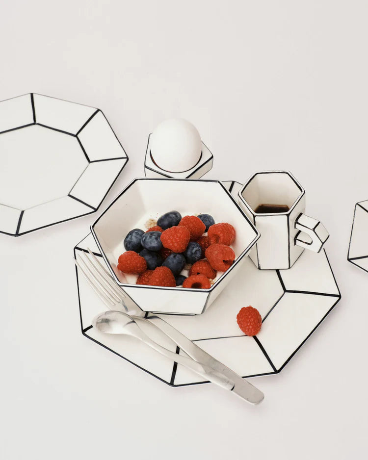 Breakfast bowl white - black Carte Blanche