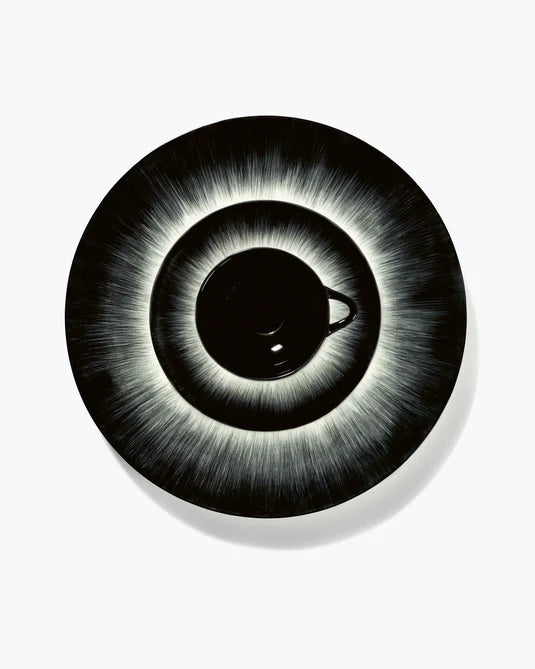 Breakfast plate white/black variation 5 Dé
