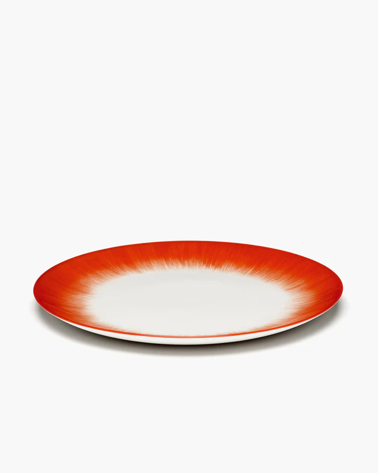 Dinner plate white/red variation 5 Dé