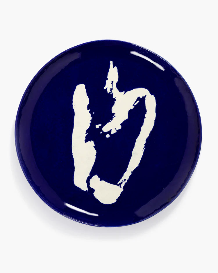 Serving Plate 44.5cm Large Dark Blue White Feast