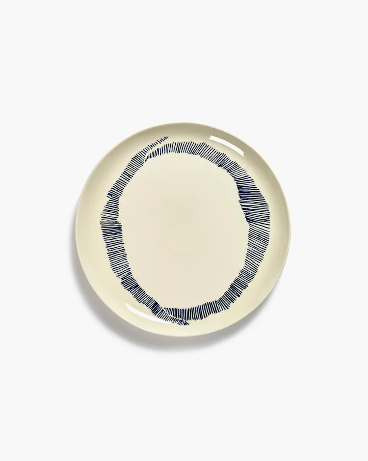 Ottolenghi Dinner plate white swirl - blue stripes Feast