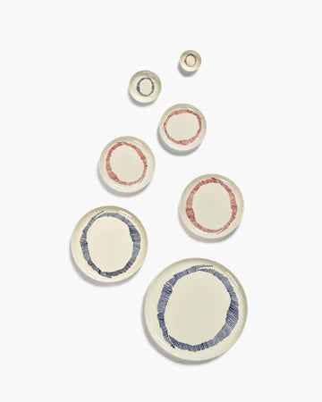 Serving Plate 35cm White Stripes Blue Feast