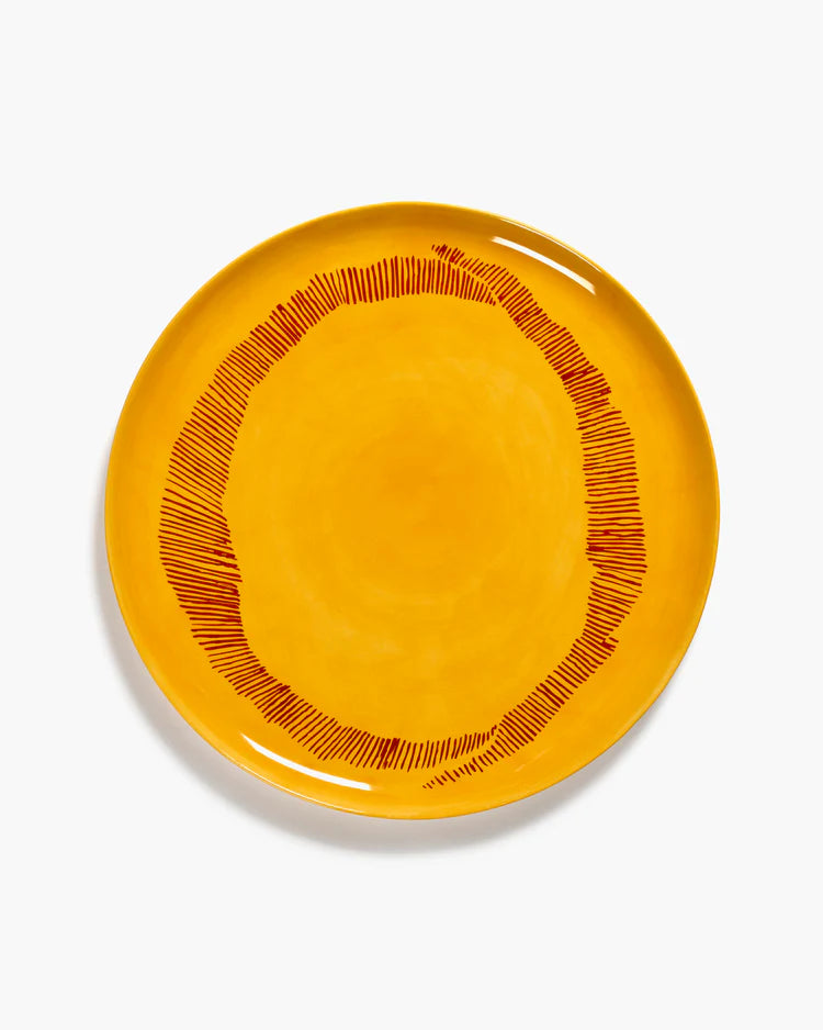 Serving Plate 35cm Yellow Stripes Red Feast