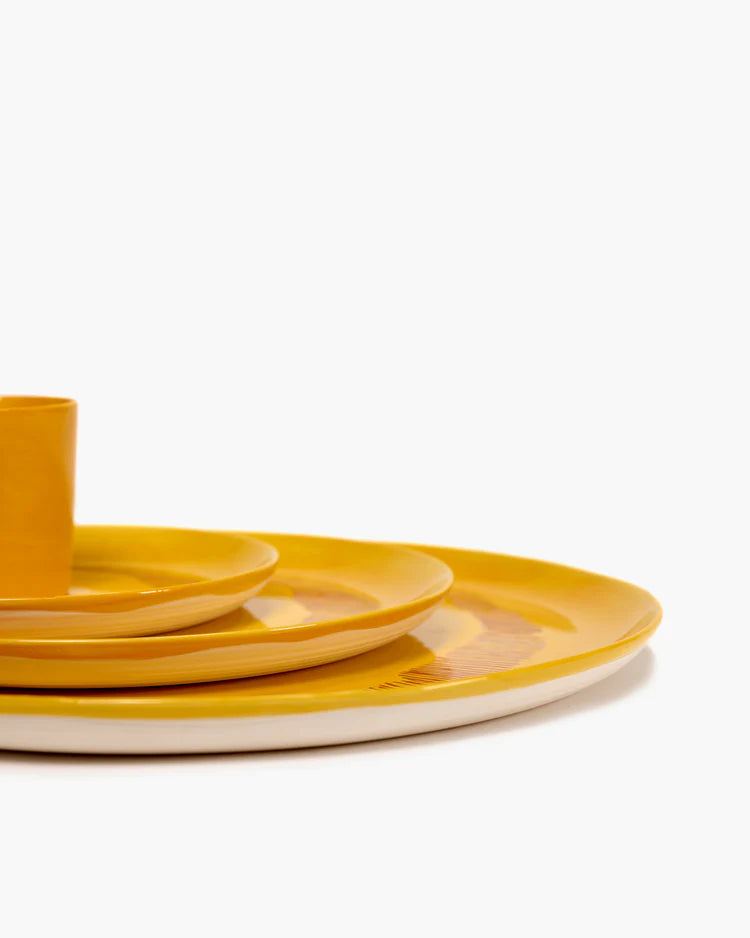 Serving Plate 35cm Yellow Stripes Red Feast