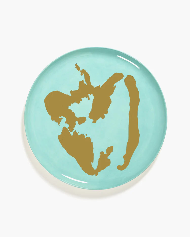 Serving Plate 35cm Azure Pepper Gold Feast