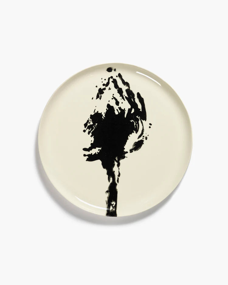 Serving Plate 35cm White Black Artichoke Feast