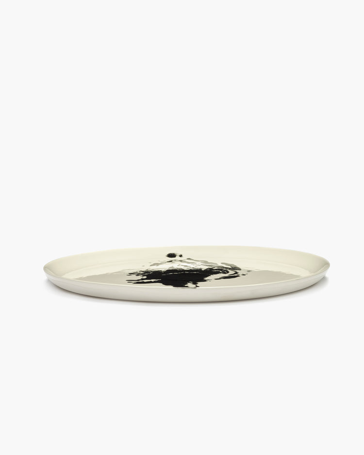 Serving Plate 35cm White Black Artichoke Feast