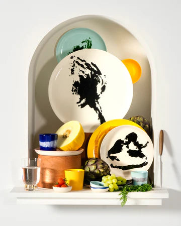 Serving Plate 35cm White Black Artichoke Feast