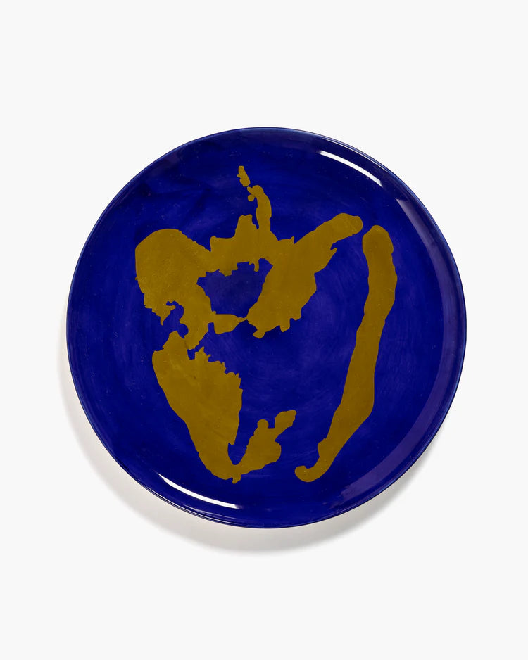Serving Plate 35cm Dark Blue Gold Feast