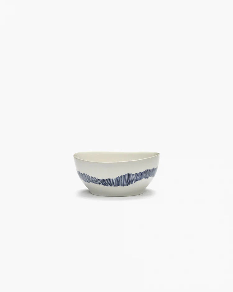 Bowl Small white swirl - blue stripes Feast