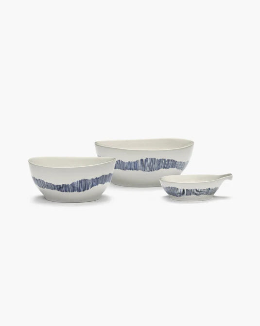 Bowl Small white swirl - blue stripes Feast
