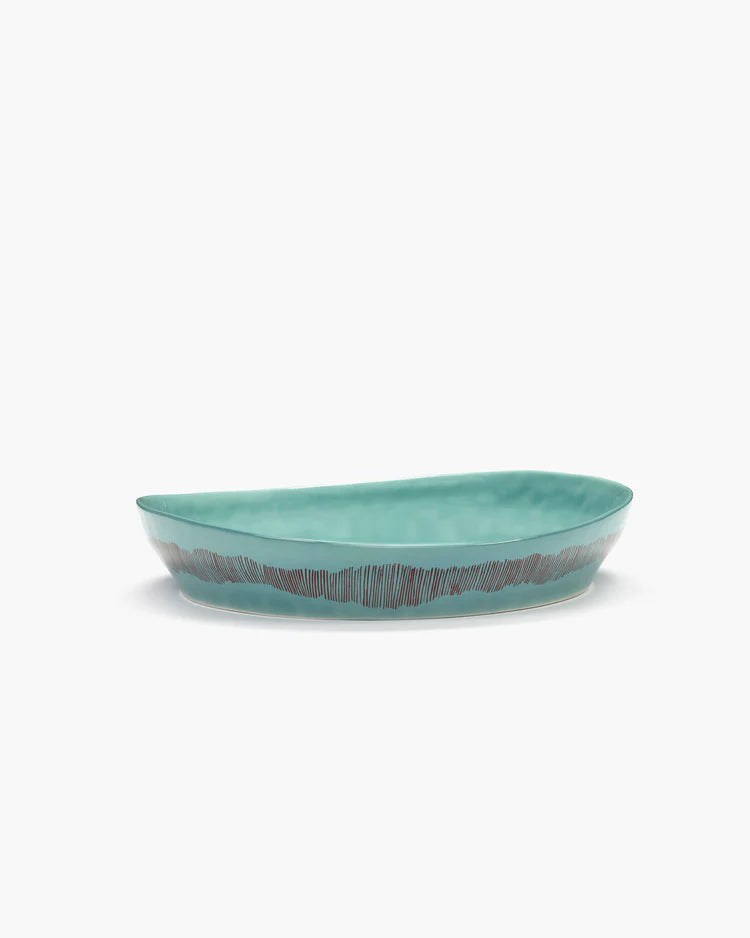 Serving Bowl 30cm Small Azure Stripes Red Feast