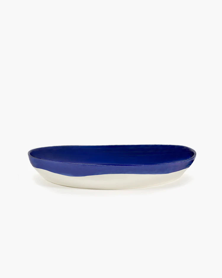 Serving Bowl 36cm Medium Dark Blue White Feast