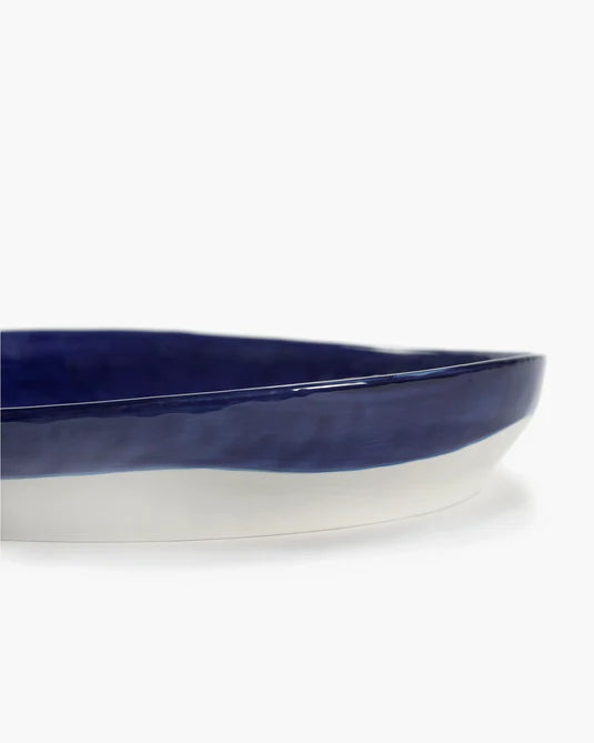 Serving Bowl 36cm Medium Dark Blue White Feast