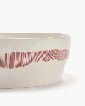 Salad Bowl 28.5cm White Stripes Red Feast