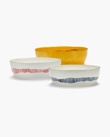 Salad Bowl 28.5cm White Stripes Red Feast